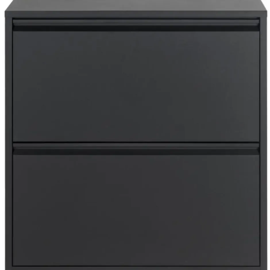 Pippen industrieel schoenenkast 2 vakken zwart metaal - 22,5x75x77,5 cm