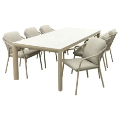 Pisa/Kings rope tuinset voor 6 personen 220x100 cm. - Latte