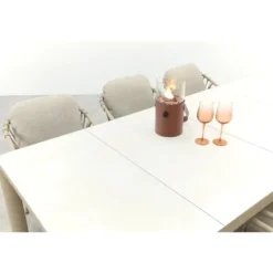 Pisa/Kings rope tuinset voor 6 personen 220x100 cm. - Latte