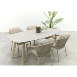 Pisa/Taste Manolo Deens ovale 4-persoons tuinset 180x95 cm. - Latte