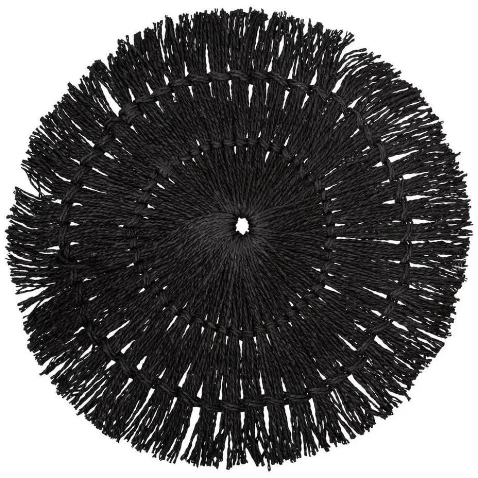 Placemat Raffia - zwart - D38 cm - rond - tafel onderleggers
