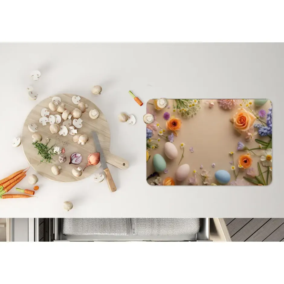 Placemat 6 stuks 45x30 cm Bloemen - Pastelkleuren - Paaseieren - Taupe