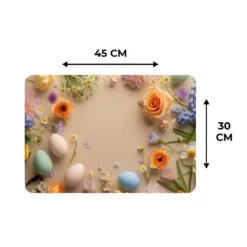 Placemat 6 stuks 45x30 cm Bloemen - Pastelkleuren - Paaseieren - Taupe
