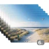 Placemat 6 stuks 45x30 cm Duin - Meeuw - Strand - Zee - Zon