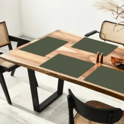 Placemat 6 stuks 45x30 cm Groen - Effen kleur - Olijfgroen