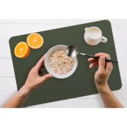Placemat 6 stuks 45x30 cm Groen - Effen kleur - Olijfgroen