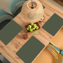 Placemat 6 stuks 45x30 cm Groen - Effen kleur - Olijfgroen