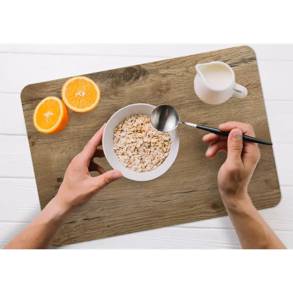 Placemat 6 stuks 45x30 cm Hout - Bruin - Houtlook