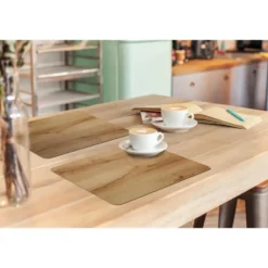 Placemat 6 stuks 45x30 cm Houtlook - Bruin - Hout