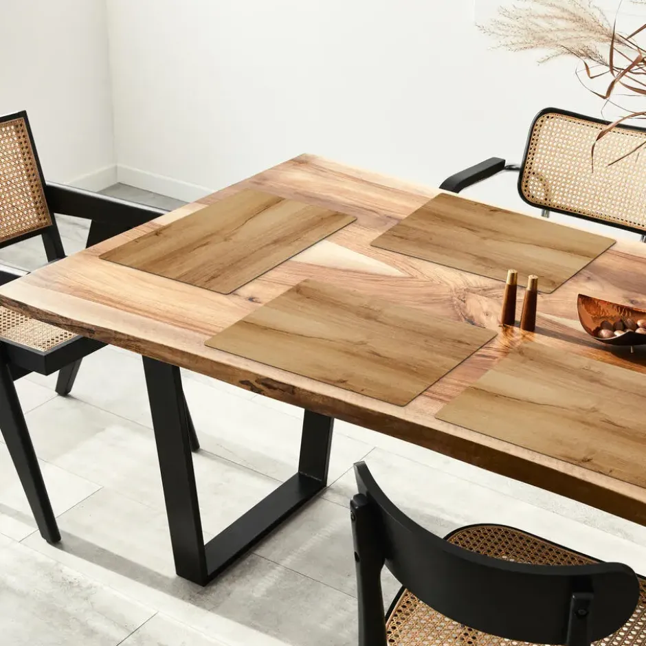 Placemat 6 stuks 45x30 cm Houtlook - Bruin - Hout