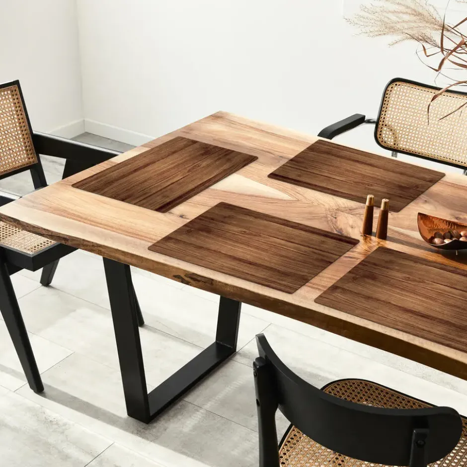 Placemat 6 stuks 45x30 cm Houtlook - Bruin