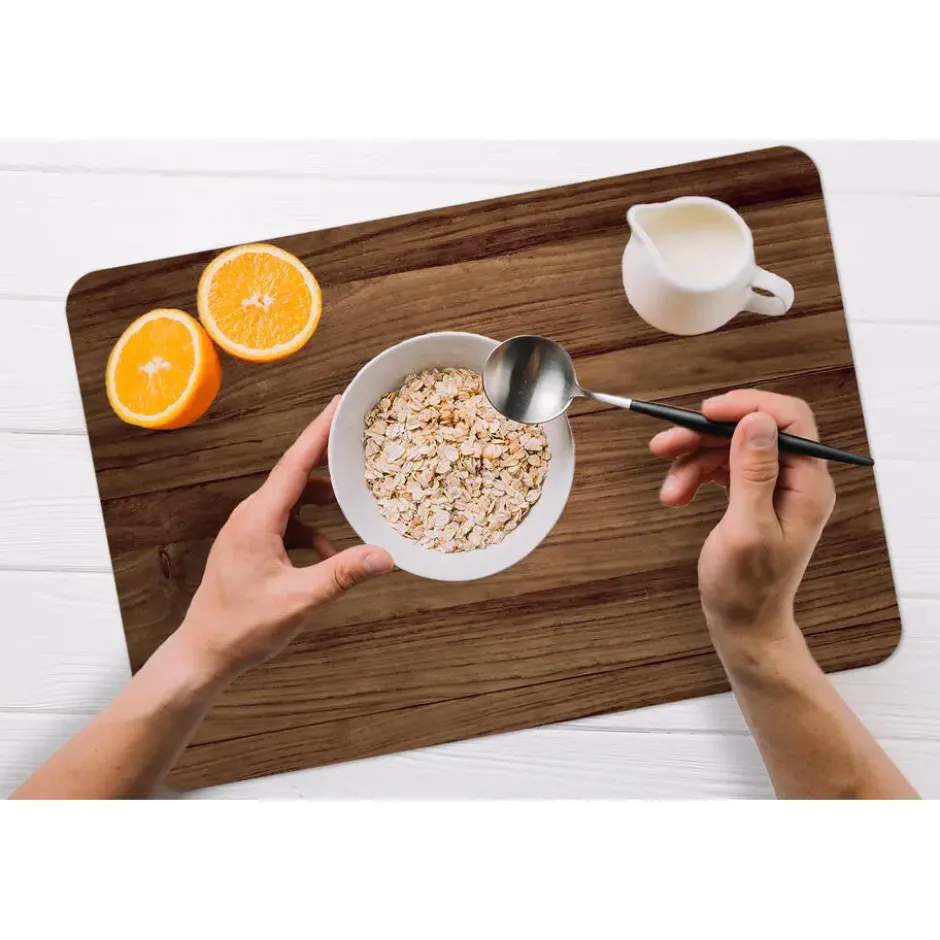 Placemat 6 stuks 45x30 cm Houtlook - Bruin