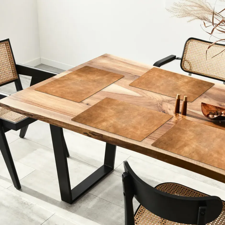 Placemat 6 stuks 45x30 cm Leer - Structuur - Lederlook - Bruin
