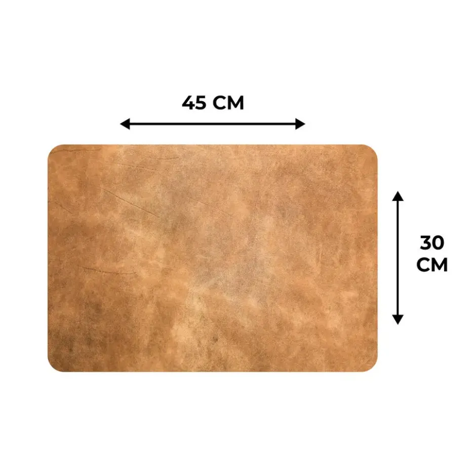 Placemat 6 stuks 45x30 cm Leer - Structuur - Lederlook - Bruin