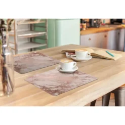 Placemat 6 stuks 45x30 cm Marmer - Roze - Luxe - Marmerlook - Glitter - Design