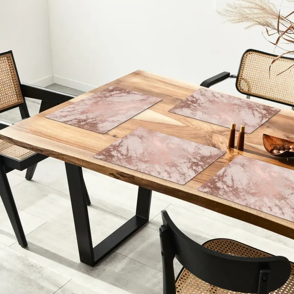 Placemat 6 stuks 45x30 cm Marmer - Roze - Luxe - Marmerlook - Glitter - Design