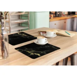Placemat 6 stuks 45x30 cm Marmer - Zwart - Goud - Luxe