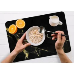 Placemat 6 stuks 45x30 cm Marmer - Zwart - Goud - Luxe