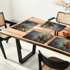 Placemat 6 stuks 45x30 cm Peper - Kruiden - Specerijen - Beton