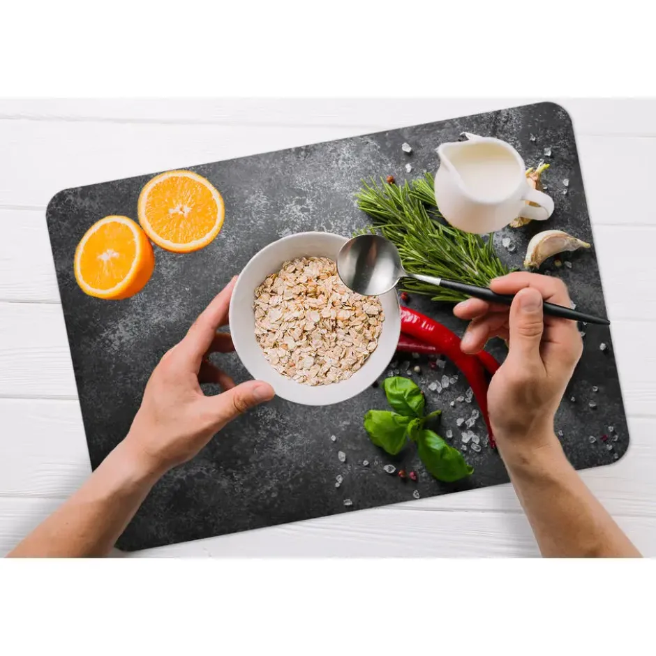 Placemat 6 stuks 45x30 cm Peper - Kruiden - Specerijen - Beton