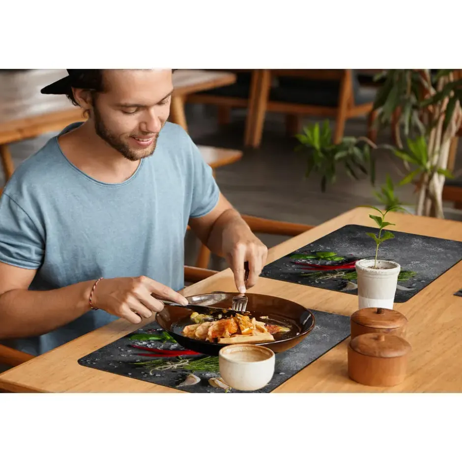 Placemat 6 stuks 45x30 cm Peper - Kruiden - Specerijen - Beton