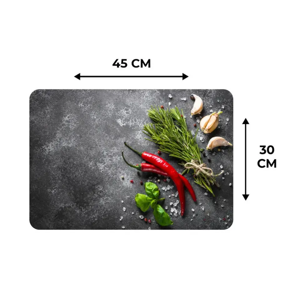 Placemat 6 stuks 45x30 cm Peper - Kruiden - Specerijen - Beton