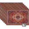Placemat 6 stuks 45x30 cm Perzisch Tapijt - Vloerkleed - Patronen - Rood