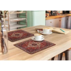 Placemat 6 stuks 45x30 cm Perzisch Tapijt - Vloerkleed - Patronen - Rood