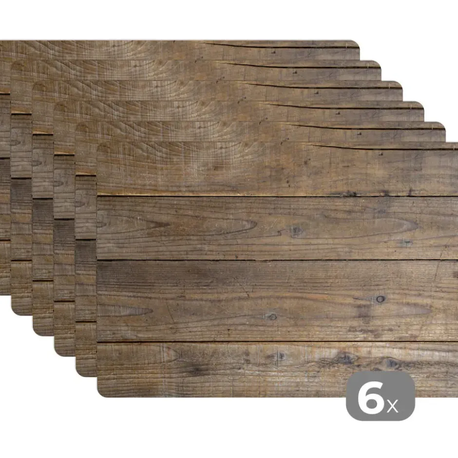 Placemat 6 stuks 45x30 cm Planken van hout met een bijzondere structuur