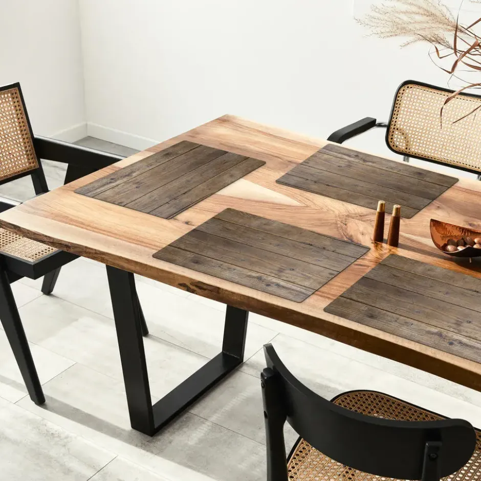 Placemat 6 stuks 45x30 cm Planken van hout met een bijzondere structuur