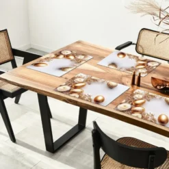 Placemat 6 stuks 45x30 cm Rozen - Paaseieren - Droogbloemen - Goud