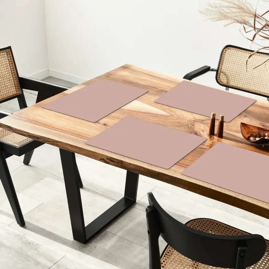 Placemat 6 stuks 45x30 cm Roze - Palet - Oud - Effen - Oudroze