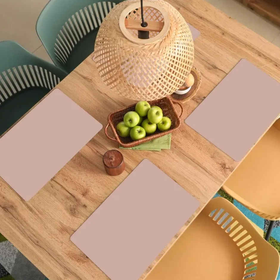 Placemat 6 stuks 45x30 cm Roze - Palet - Oud - Effen - Oudroze