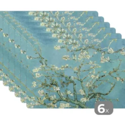 Placemat 6 stuks 45x30 cm Van Gogh - Amandelbloesem - Oude meesters - Kunst -