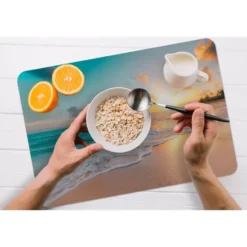 Placemat 6 stuks 45x30 cm Zonsondergang - Strand - Zee - Zomer - Blauw