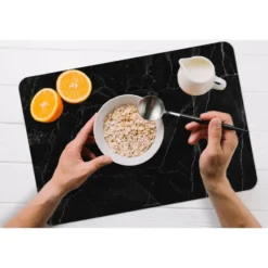 Placemat 6 stuks 45x30 cm Zwart - Marmer