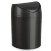 Plasticforte Mini prullenbakje - zwart- kunststof - 1.4L