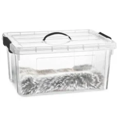 Plasticforte Opbergbox met deksel - grijs - 34L - kunststof