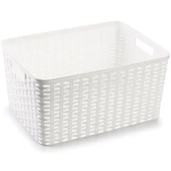 Plasticforte Opbergmand - Kastmand - rotan kunststof - wit - 18 L