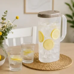 Plasticforte Waterkan met deksel - 2L - taupe - kunststof