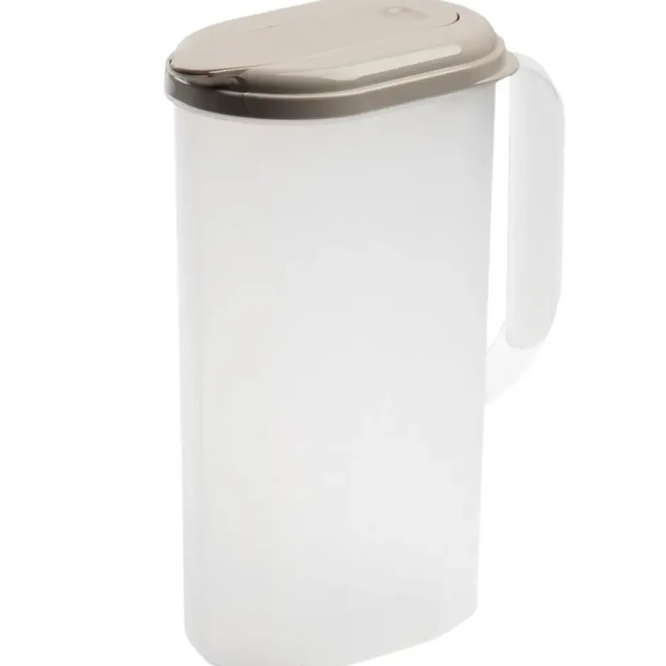 Plasticforte Waterkan met deksel - 2L - taupe - kunststof