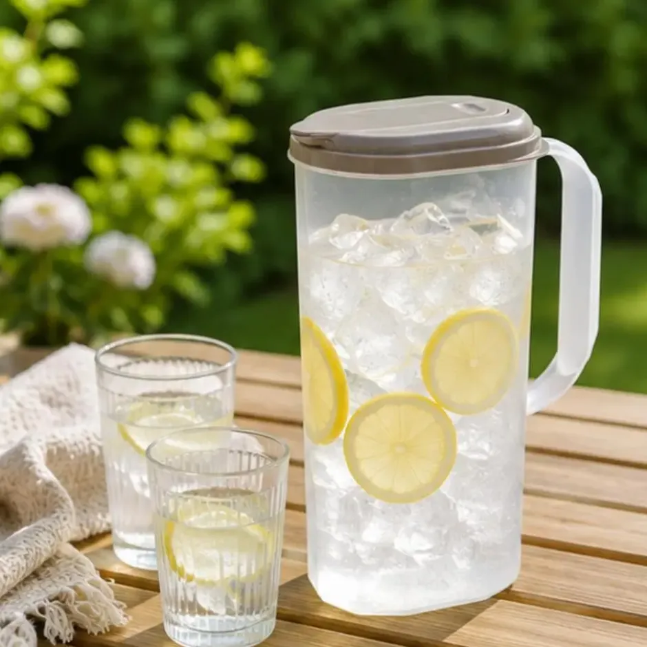 Plasticforte Waterkan met deksel - 2L - taupe - kunststof