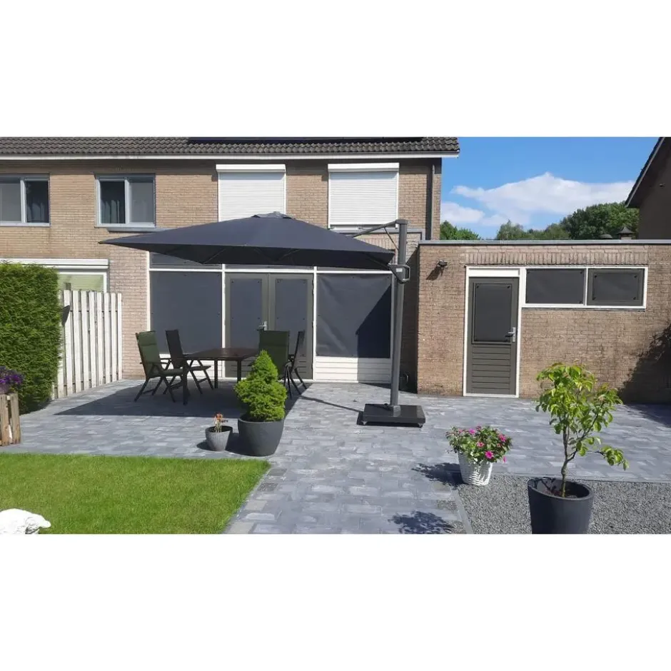 Platinum Beaufort zweefparasol premium 3,2x3,2 m. - Faded Black