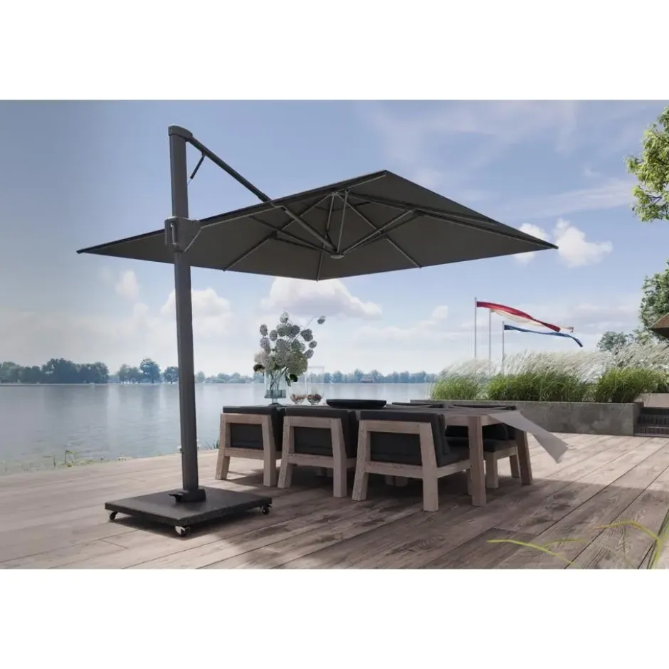 Platinum Beaufort zweefparasol premium 3,2x3,2 m. - Faded Black