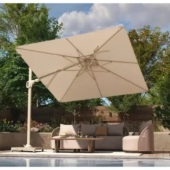 Platinum Nexus T2 zweefparasol Premium 3x3 –Champagne–sandstone frame