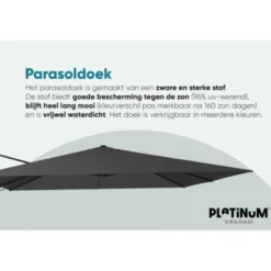 Platinum Nexus T2 zweefparasol Premium 3x3 –Champagne–sandstone frame