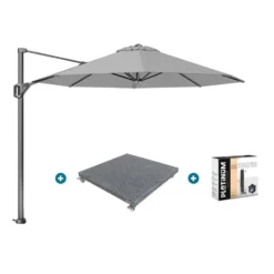 Platinum Voyager ronde zweefparasol T1 3 m. - Light Grey + voet + hoes