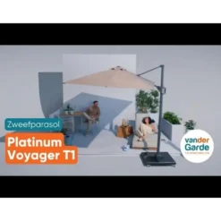 Platinum Voyager ronde zweefparasol T1 3 m. - Light Grey + voet + hoes