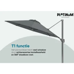 Platinum Voyager ronde zweefparasol T1 3 m. - Light Grey + voet + hoes