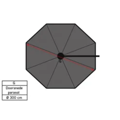 Platinum Voyager ronde zweefparasol T1 3 m. - Light Grey + voet + hoes